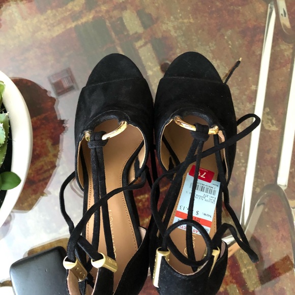 Calvin Klein Black Suede Wedge Heel Shoes - Picture 3 of 7